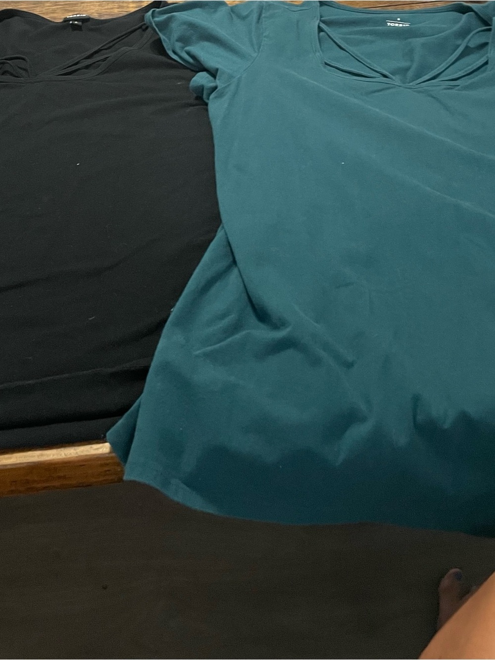 torrid Black and Teal V-Neck Tops Duo